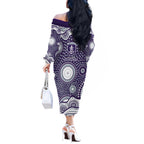 Fremantle Dockers Off The Shoulder Long Sleeve Dress Aboriginal Dot Pattern - Football Mascot Heritage Pride