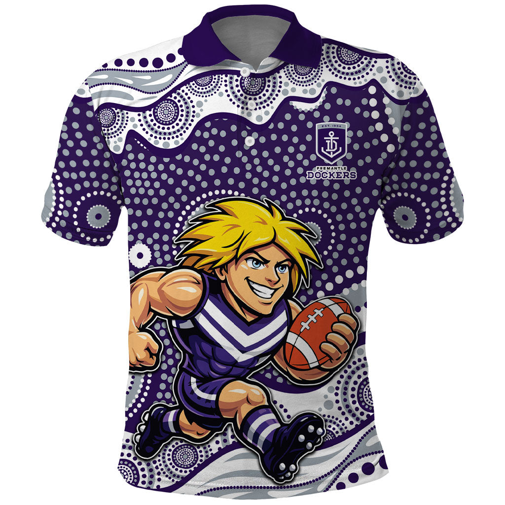 Fremantle Dockers Polo Shirt Aboriginal Dot Pattern - Football Mascot Heritage Pride