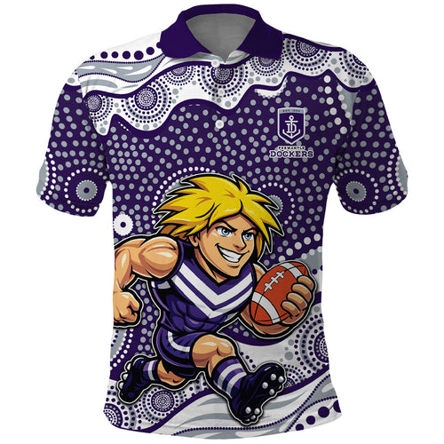 Fremantle Dockers Polo Shirt Aboriginal Dot Pattern - Football Mascot Heritage Pride