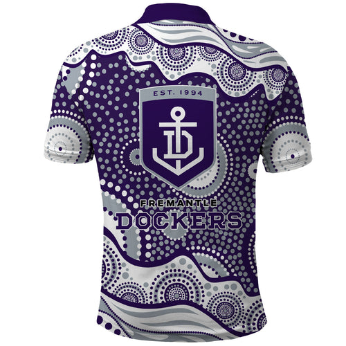 Fremantle Dockers Polo Shirt Aboriginal Dot Pattern - Football Mascot Heritage Pride
