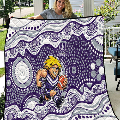 Fremantle Dockers Quilt Aboriginal Dot Pattern - Football Mascot Heritage Pride