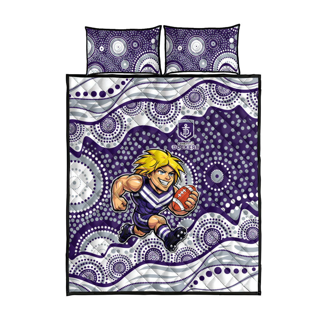 Fremantle Dockers Quilt Bed Set Aboriginal Dot Pattern - Football Mascot Heritage Pride