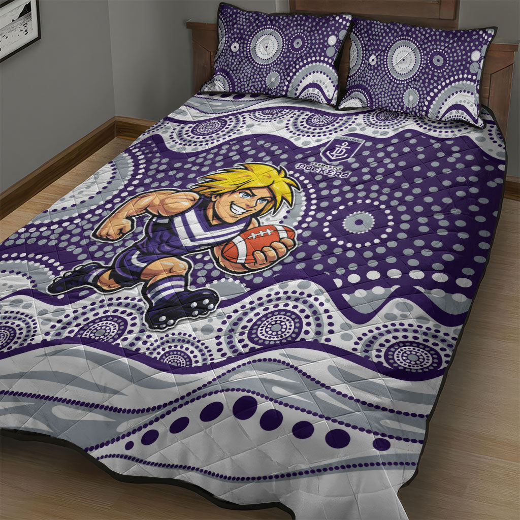 Fremantle Dockers Quilt Bed Set Aboriginal Dot Pattern - Football Mascot Heritage Pride