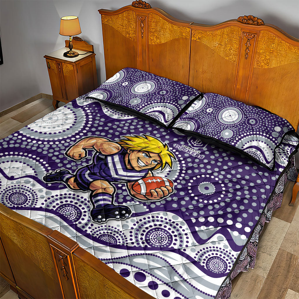 Fremantle Dockers Quilt Bed Set Aboriginal Dot Pattern - Football Mascot Heritage Pride