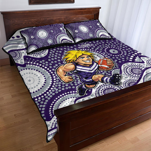 Fremantle Dockers Quilt Bed Set Aboriginal Dot Pattern - Football Mascot Heritage Pride
