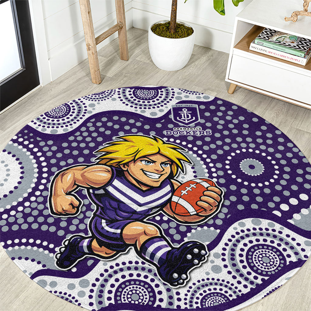 Fremantle Dockers Round Carpet Aboriginal Dot Pattern - Football Mascot Heritage Pride