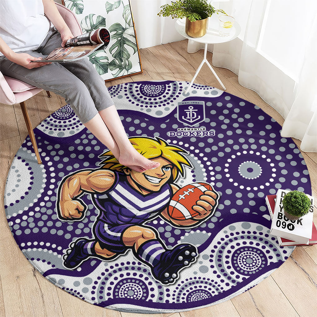 Fremantle Dockers Round Carpet Aboriginal Dot Pattern - Football Mascot Heritage Pride