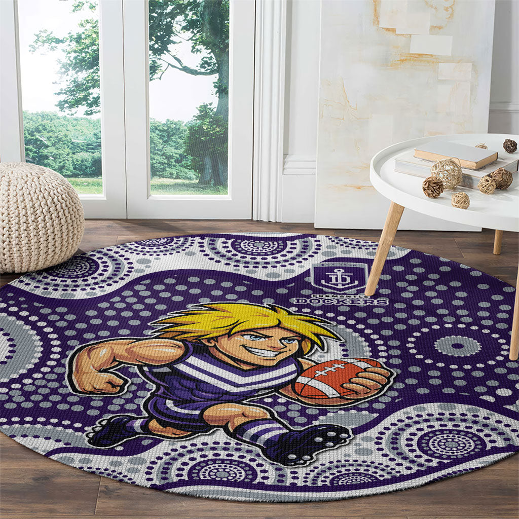 Fremantle Dockers Round Carpet Aboriginal Dot Pattern - Football Mascot Heritage Pride