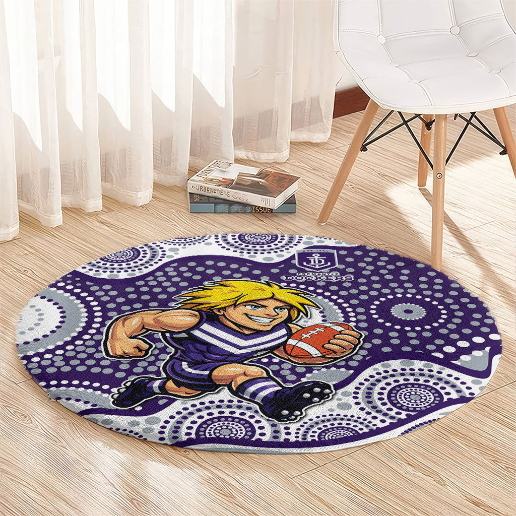 Fremantle Dockers Round Carpet Aboriginal Dot Pattern - Football Mascot Heritage Pride