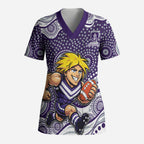Fremantle Dockers Scrub Top Aboriginal Dot Pattern - Football Mascot Heritage Pride