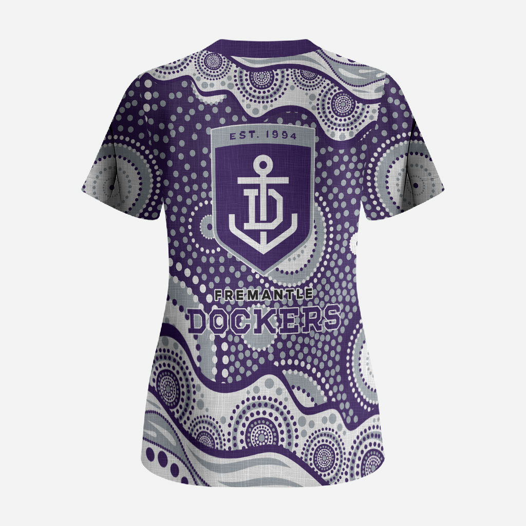 Fremantle Dockers Scrub Top Aboriginal Dot Pattern - Football Mascot Heritage Pride