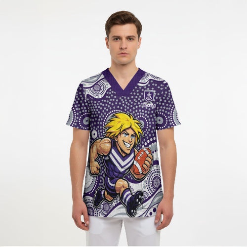 Fremantle Dockers Scrub Top Aboriginal Dot Pattern - Football Mascot Heritage Pride
