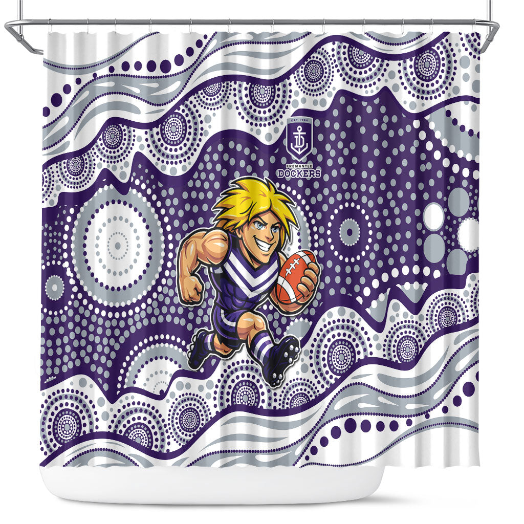 Fremantle Dockers Shower Curtain Aboriginal Dot Pattern - Football Mascot Heritage Pride