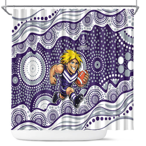 Fremantle Dockers Shower Curtain Aboriginal Dot Pattern - Football Mascot Heritage Pride