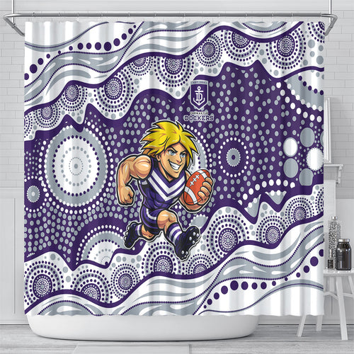 Fremantle Dockers Shower Curtain Aboriginal Dot Pattern - Football Mascot Heritage Pride