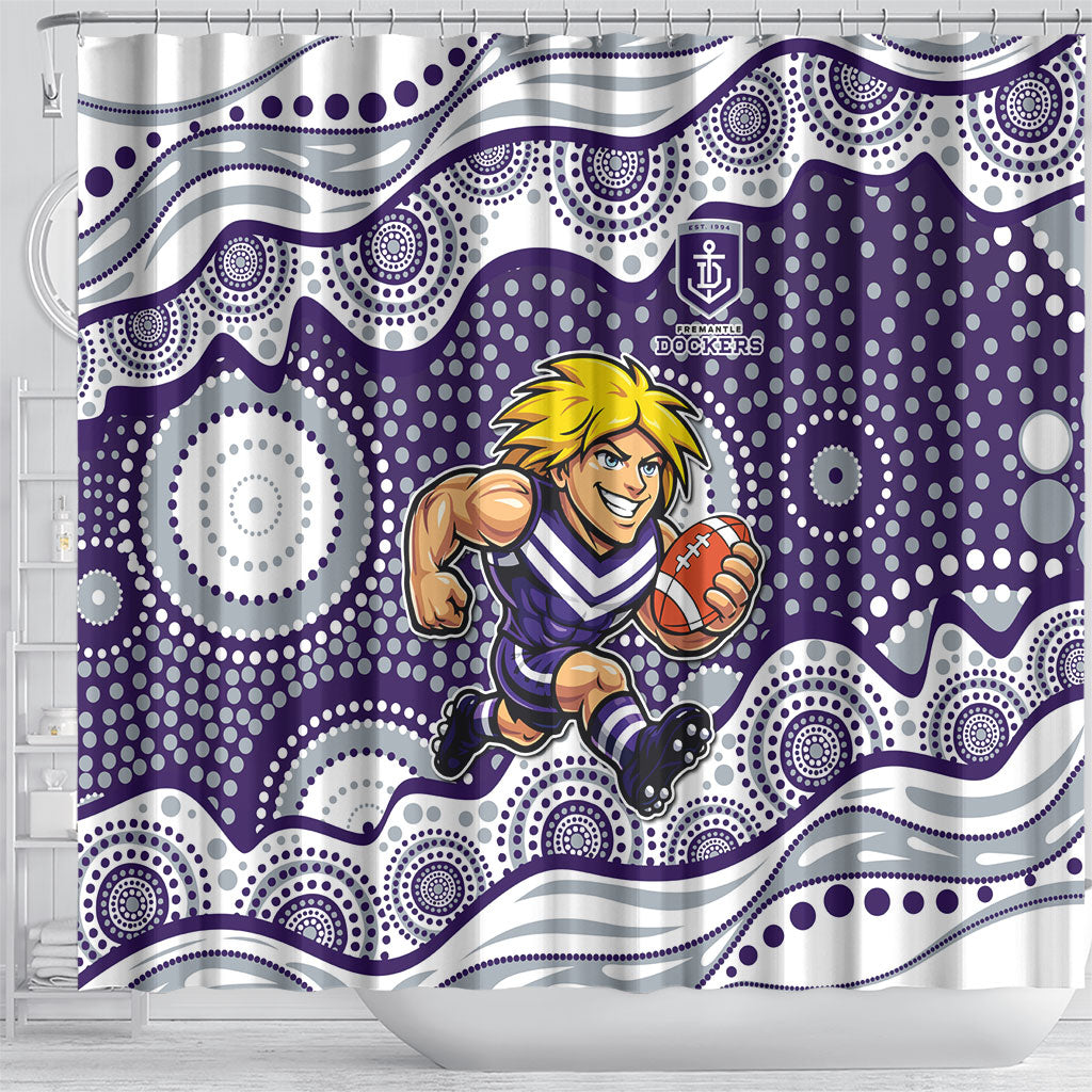 Fremantle Dockers Shower Curtain Aboriginal Dot Pattern - Football Mascot Heritage Pride