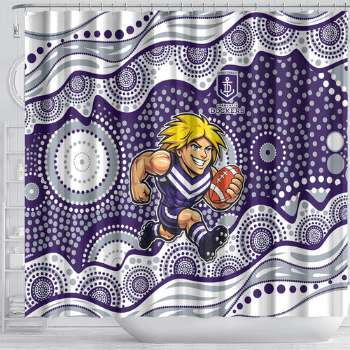 Fremantle Dockers Shower Curtain Aboriginal Dot Pattern - Football Mascot Heritage Pride