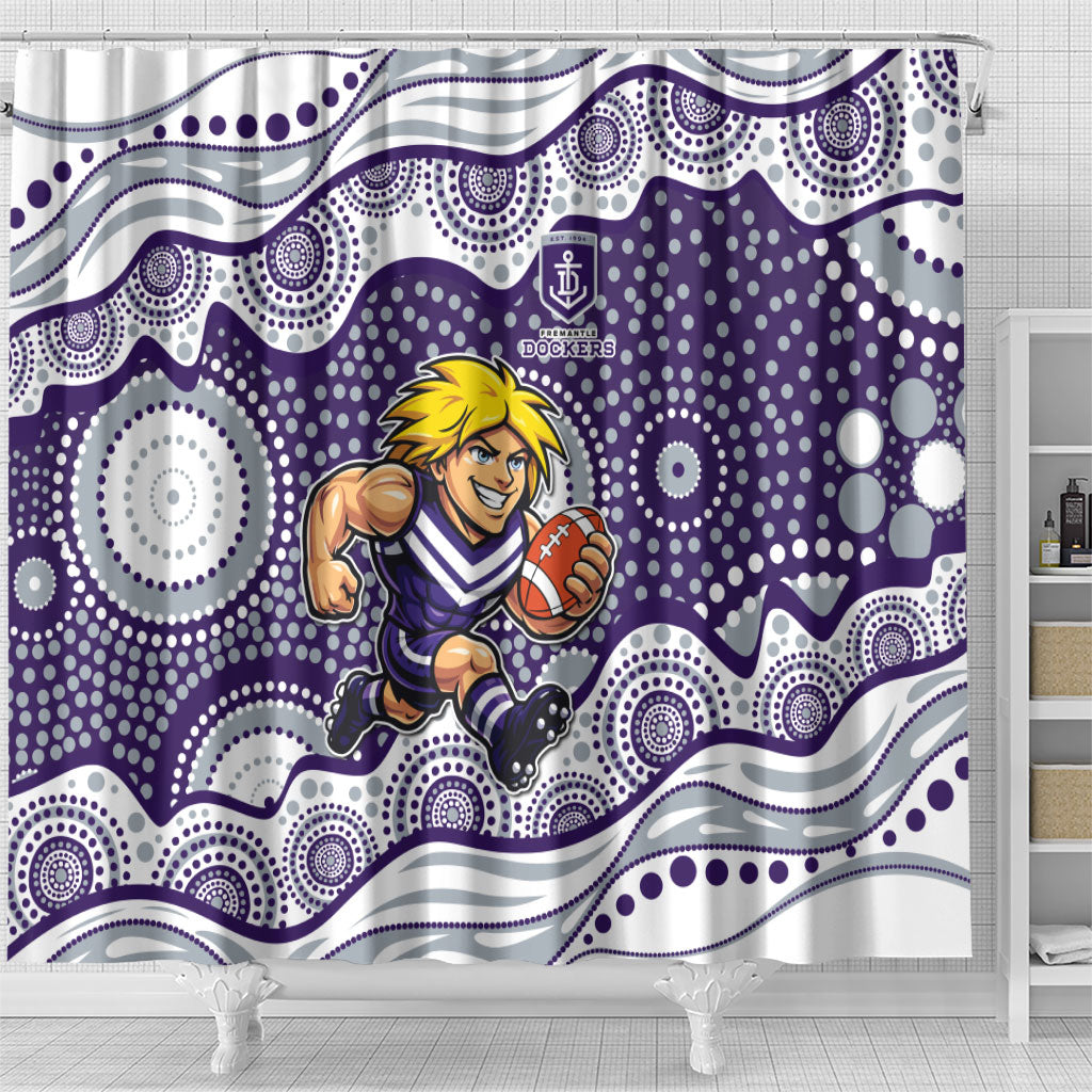 Fremantle Dockers Shower Curtain Aboriginal Dot Pattern - Football Mascot Heritage Pride