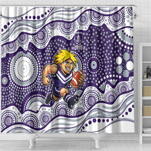 Fremantle Dockers Shower Curtain Aboriginal Dot Pattern - Football Mascot Heritage Pride