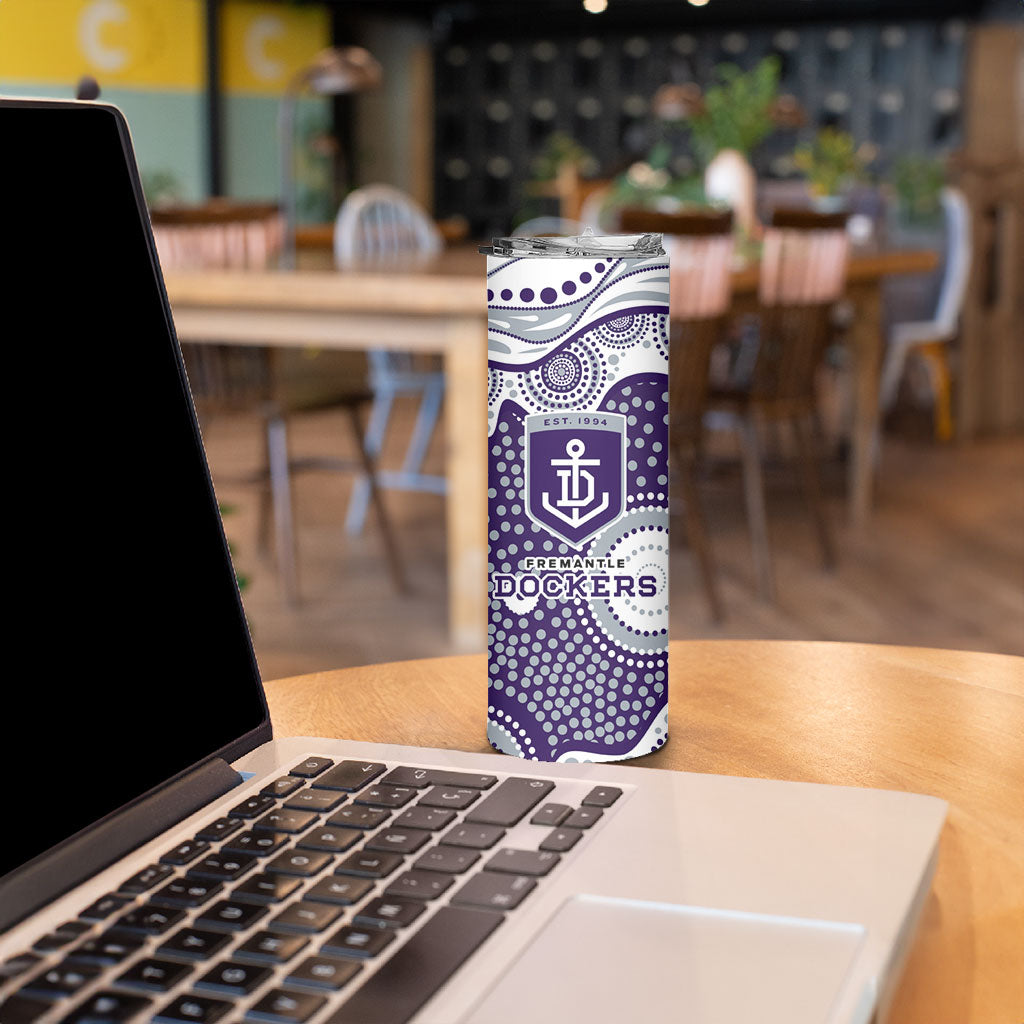 Fremantle Dockers Skinny Tumbler Aboriginal Dot Pattern - Football Mascot Heritage Pride