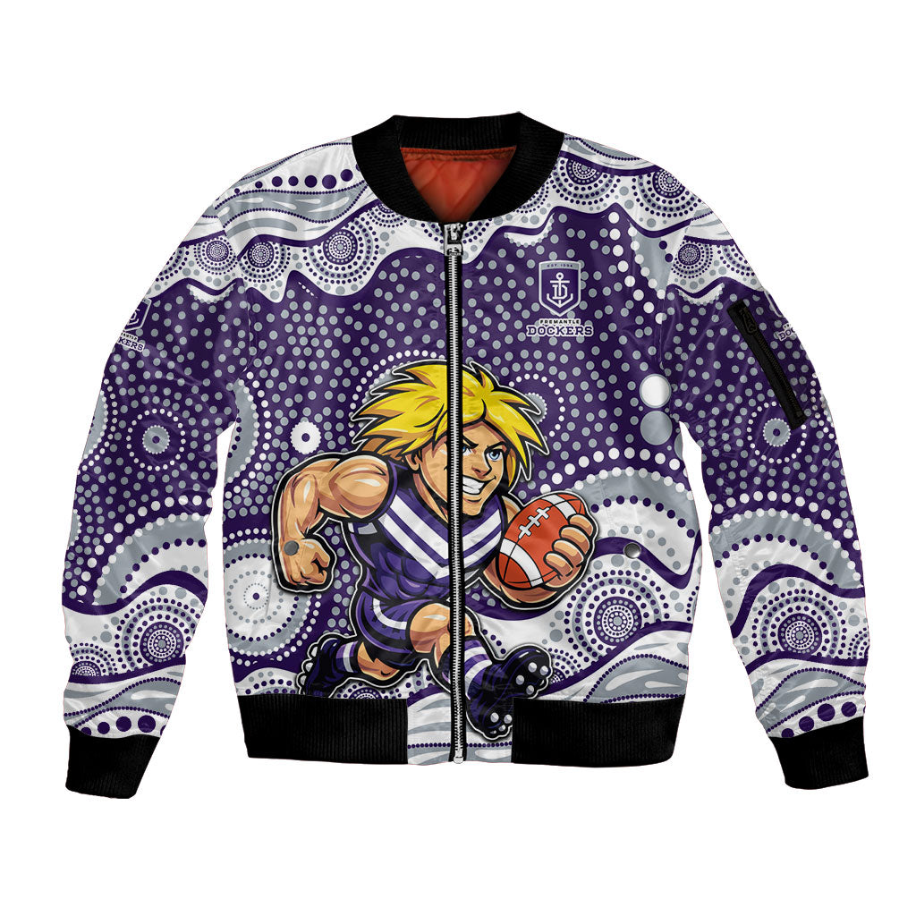 Fremantle Dockers Sleeve Zip Bomber Jacket Aboriginal Dot Pattern - Football Mascot Heritage Pride