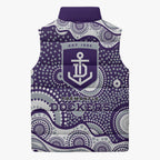 Fremantle Dockers Sleeveless Puffer Jacket Aboriginal Dot Pattern - Football Mascot Heritage Pride