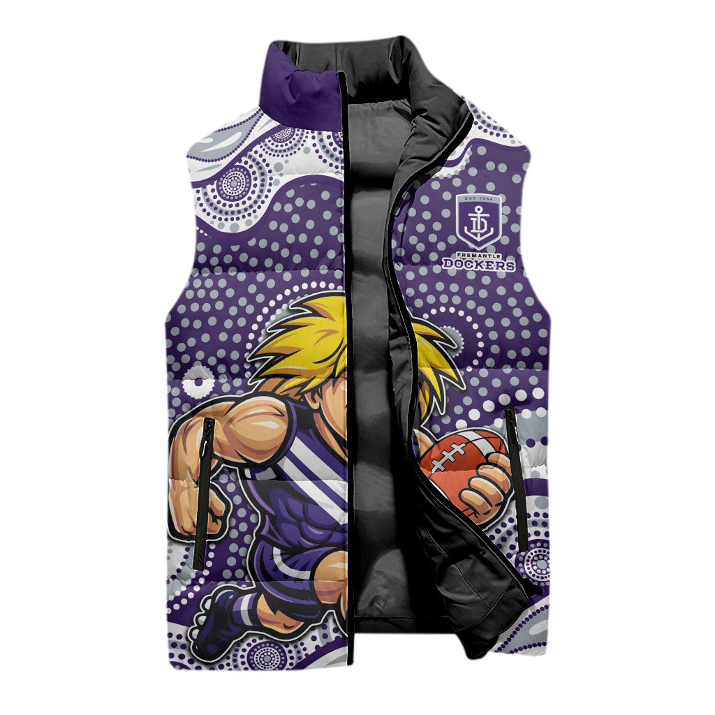 Fremantle Dockers Sleeveless Puffer Jacket Aboriginal Dot Pattern - Football Mascot Heritage Pride