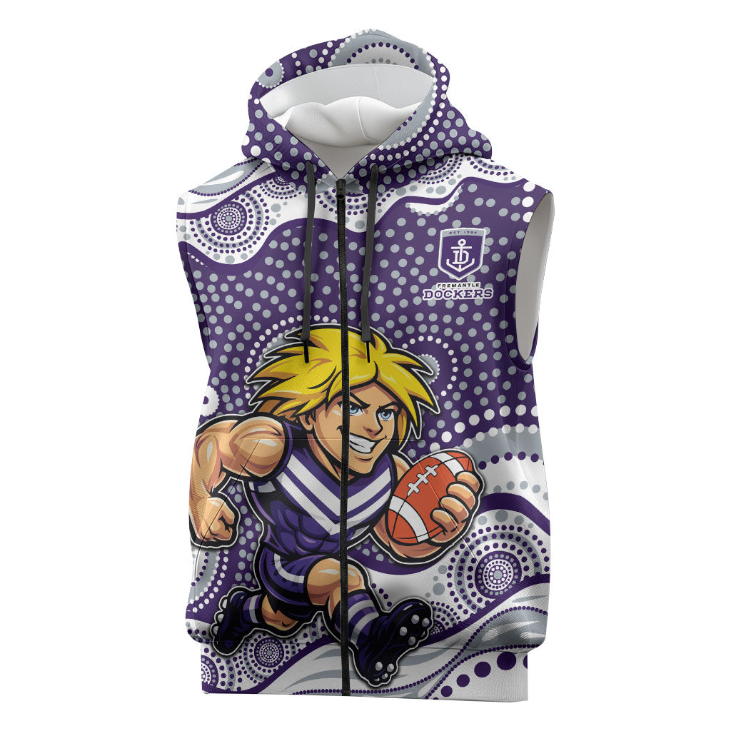Fremantle Dockers Sleeveless Zip Hoodie Aboriginal Dot Pattern - Football Mascot Heritage Pride
