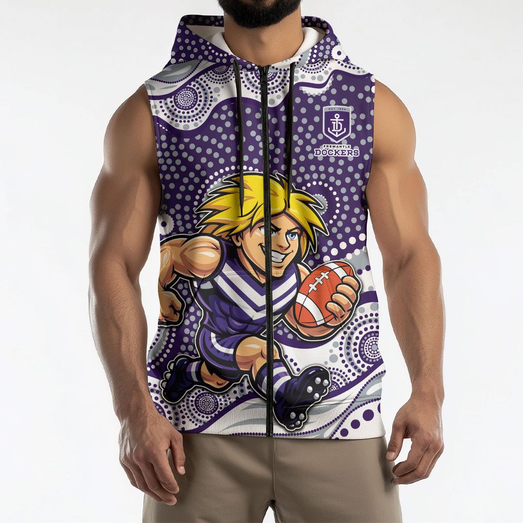 Fremantle Dockers Sleeveless Zip Hoodie Aboriginal Dot Pattern - Football Mascot Heritage Pride