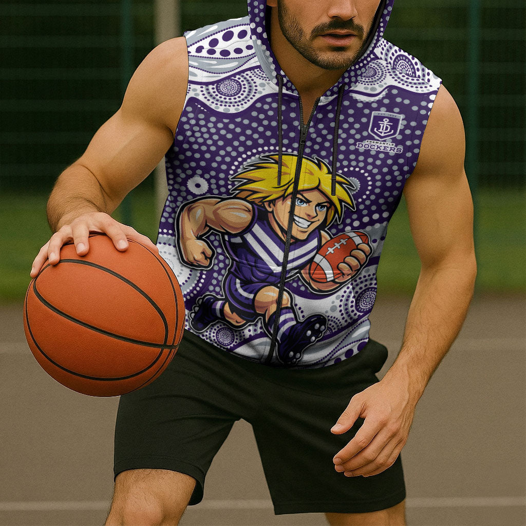Fremantle Dockers Sleeveless Zip Hoodie Aboriginal Dot Pattern - Football Mascot Heritage Pride