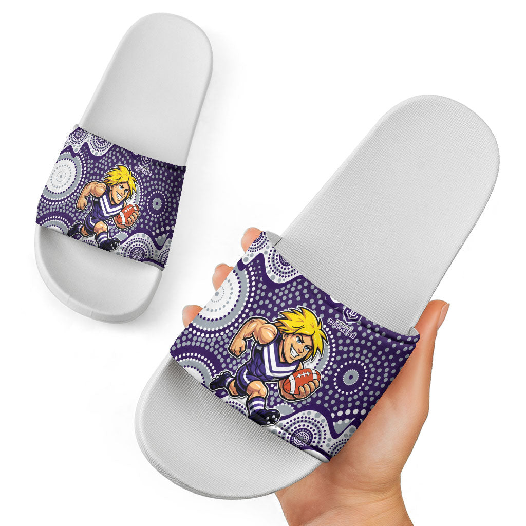 Fremantle Dockers Slide Sandals Aboriginal Dot Pattern - Football Mascot Heritage Pride