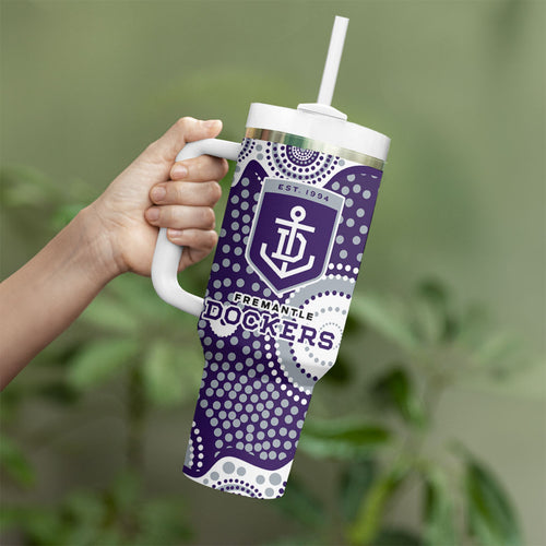 Fremantle Dockers Tumbler With Handle Aboriginal Dot Pattern - Football Mascot Heritage Pride
