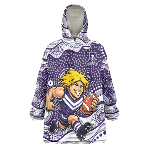 Fremantle Dockers Wearable Blanket Hoodie Aboriginal Dot Pattern - Football Mascot Heritage Pride