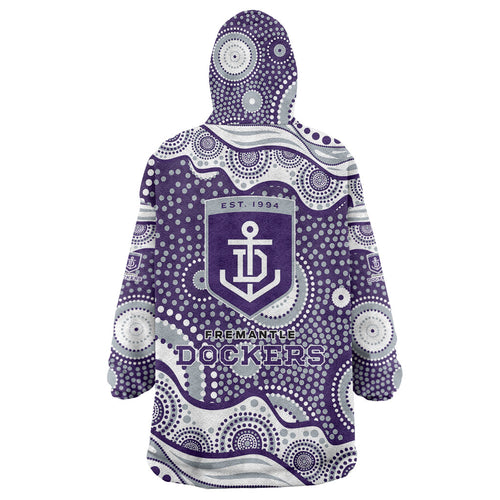 Fremantle Dockers Wearable Blanket Hoodie Aboriginal Dot Pattern - Football Mascot Heritage Pride