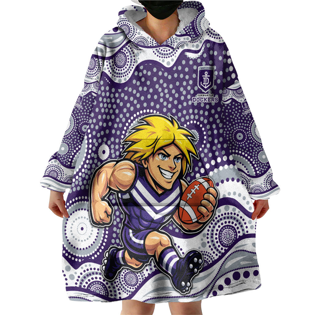 Fremantle Dockers Wearable Blanket Hoodie Aboriginal Dot Pattern - Football Mascot Heritage Pride