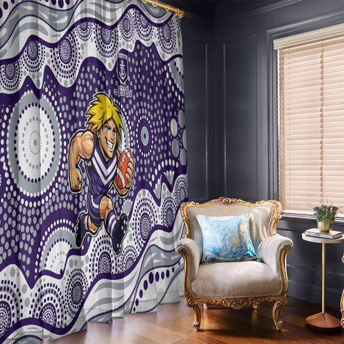 Fremantle Dockers Window Curtain Aboriginal Dot Pattern - Football Mascot Heritage Pride