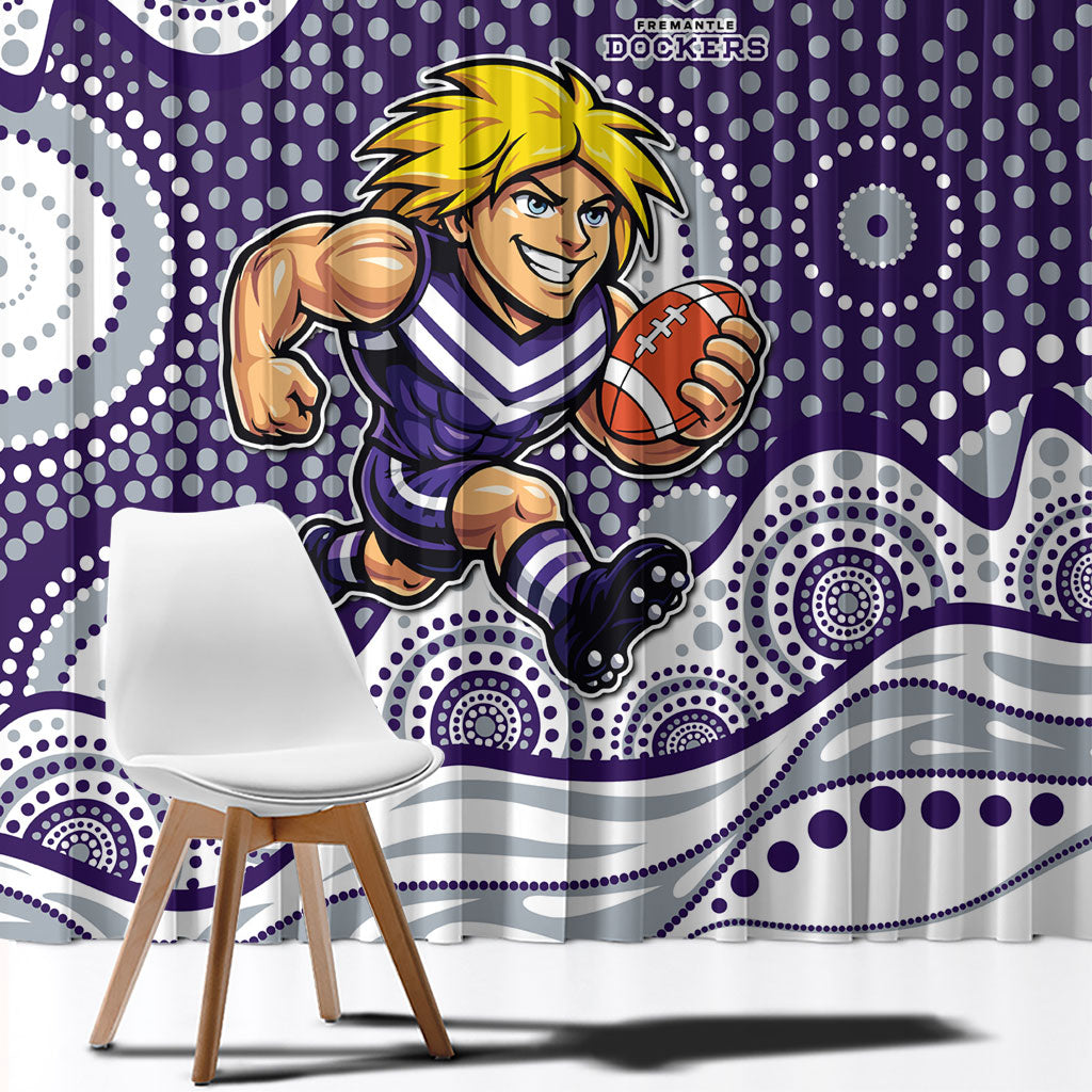 Fremantle Dockers Window Curtain Aboriginal Dot Pattern - Football Mascot Heritage Pride
