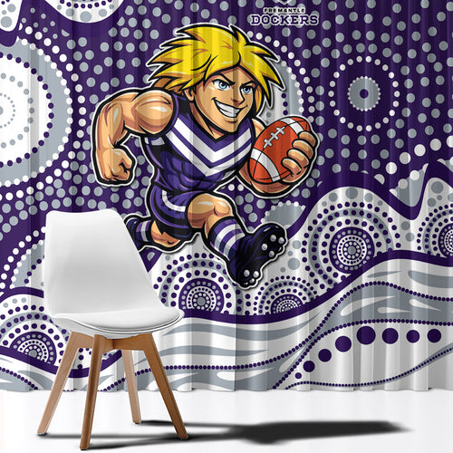 Fremantle Dockers Window Curtain Aboriginal Dot Pattern - Football Mascot Heritage Pride