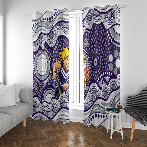 Fremantle Dockers Window Curtain Aboriginal Dot Pattern - Football Mascot Heritage Pride