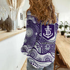Fremantle Dockers Women Casual Shirt Aboriginal Dot Pattern - Football Mascot Heritage Pride