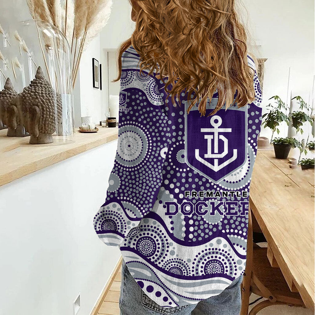 Fremantle Dockers Women Casual Shirt Aboriginal Dot Pattern - Football Mascot Heritage Pride