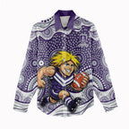 Fremantle Dockers Women Casual Shirt Aboriginal Dot Pattern - Football Mascot Heritage Pride