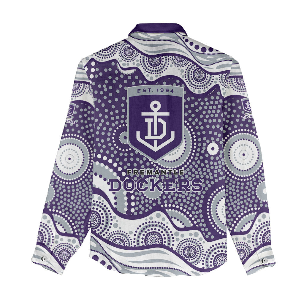 Fremantle Dockers Women Casual Shirt Aboriginal Dot Pattern - Football Mascot Heritage Pride