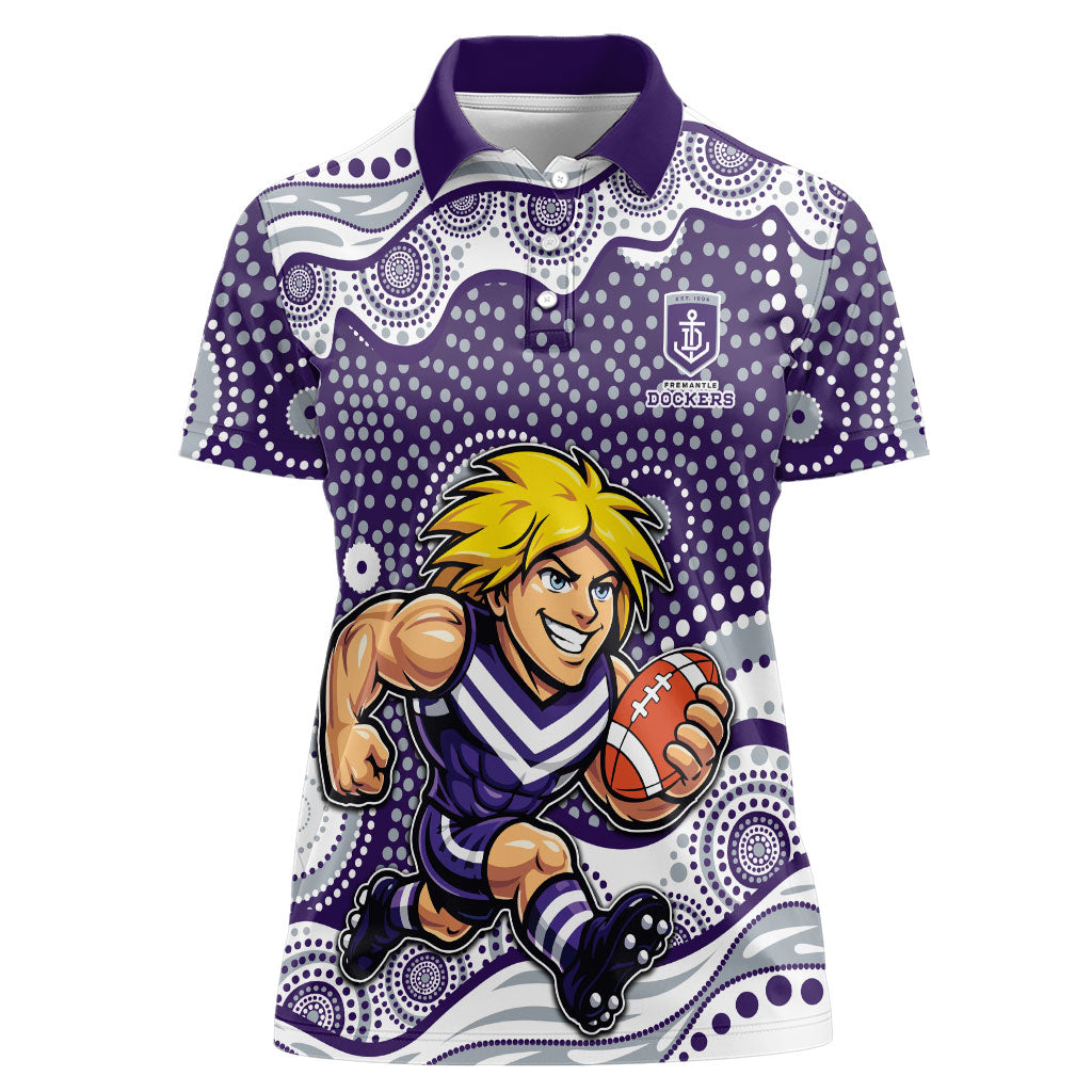 Fremantle Dockers Women Polo Shirt Aboriginal Dot Pattern - Football Mascot Heritage Pride