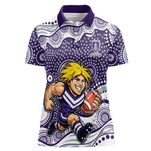 Fremantle Dockers Women Polo Shirt Aboriginal Dot Pattern - Football Mascot Heritage Pride