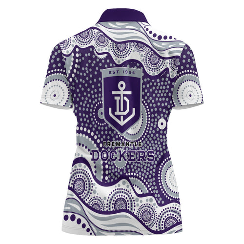 Fremantle Dockers Women Polo Shirt Aboriginal Dot Pattern - Football Mascot Heritage Pride