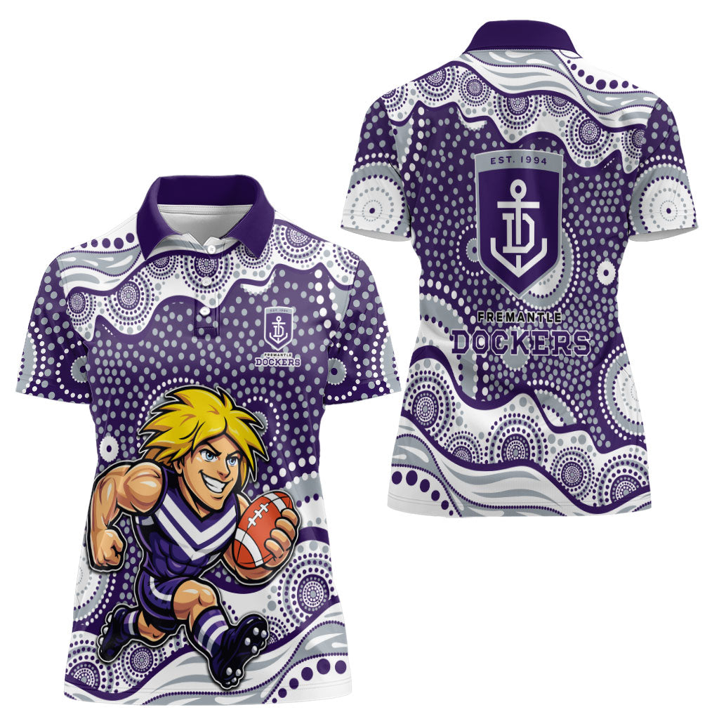 Fremantle Dockers Women Polo Shirt Aboriginal Dot Pattern - Football Mascot Heritage Pride