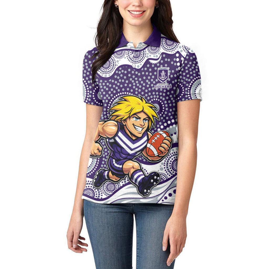 Fremantle Dockers Women Polo Shirt Aboriginal Dot Pattern - Football Mascot Heritage Pride