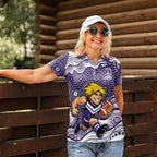 Fremantle Dockers Women Polo Shirt Aboriginal Dot Pattern - Football Mascot Heritage Pride