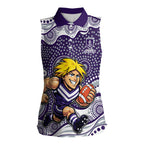 Fremantle Dockers Women Sleeveless Polo Shirt Aboriginal Dot Pattern - Football Mascot Heritage Pride